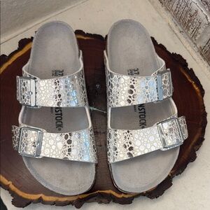 Birkenstock  Metallic Silver Sandals